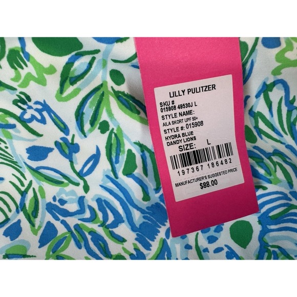 Lilly Pulitzer Aila Skort Dandy Lions Hydra Blue Athletic Floral L Luxletic‎ NWT - Picture 4 of 6